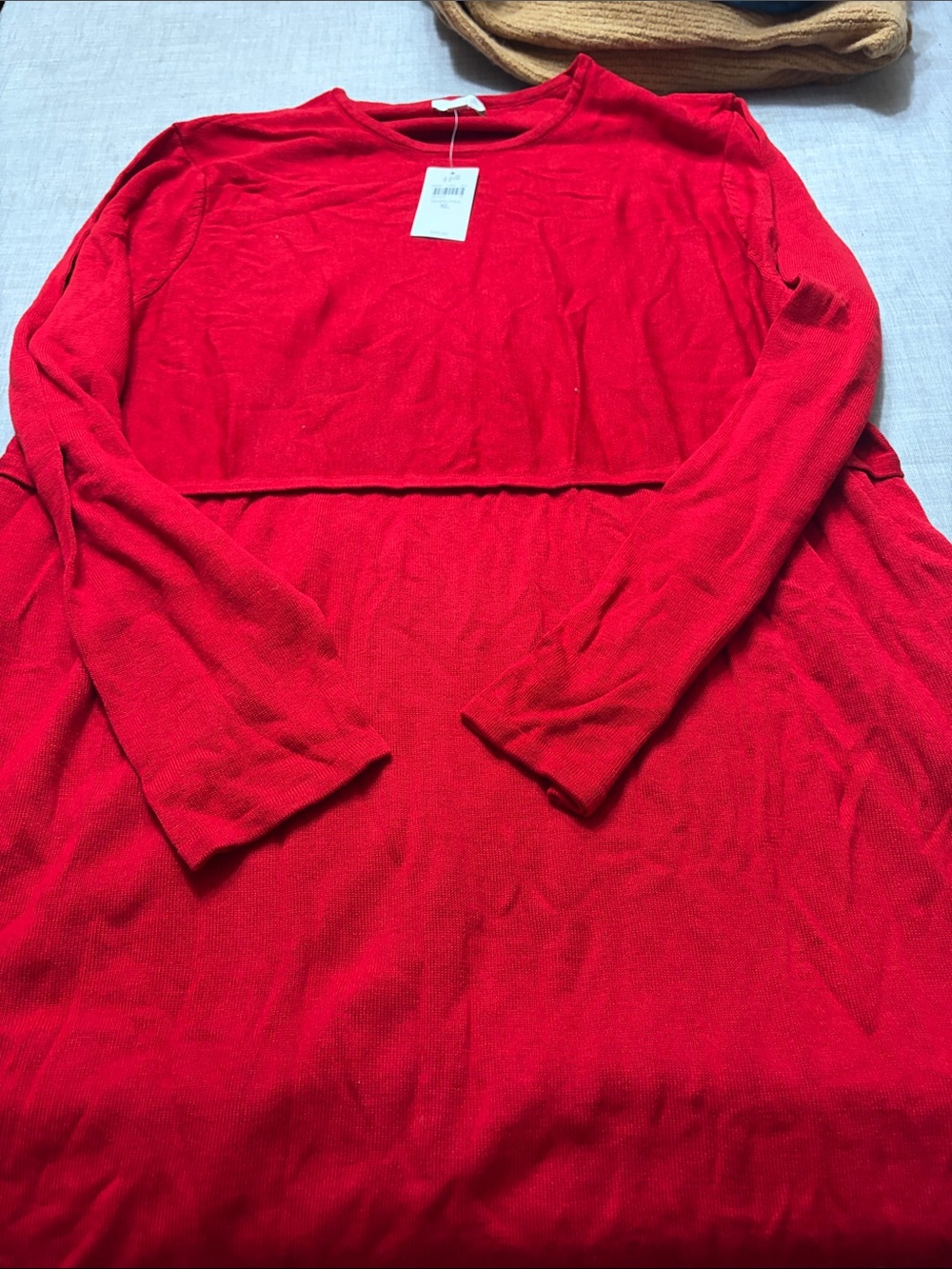 Red Long Sleeve Knit Peplum Top